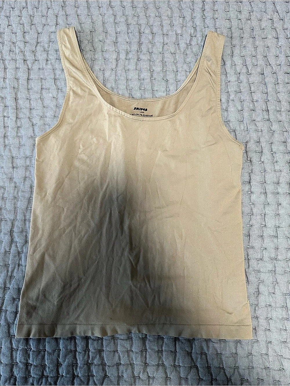 Skims Scoop Neck Tank Nylon Tank Top Beige Large